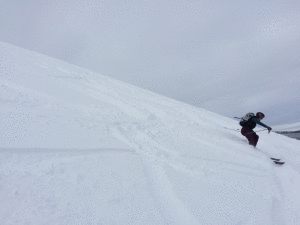 Skiing the cone Mt. Bachelor